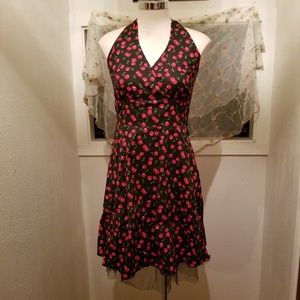 Morbid Threads Cherry Halter Neck Pinup Dress